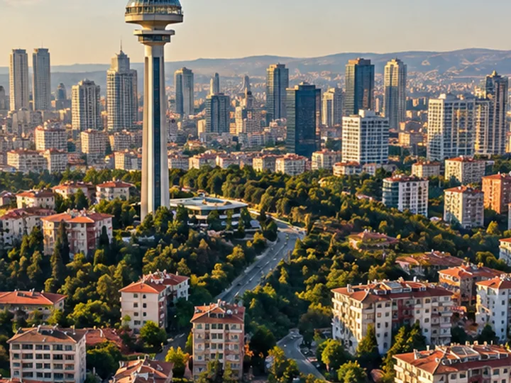 Ankara'nın Atakule çevresini temsil eden şehir panoraması