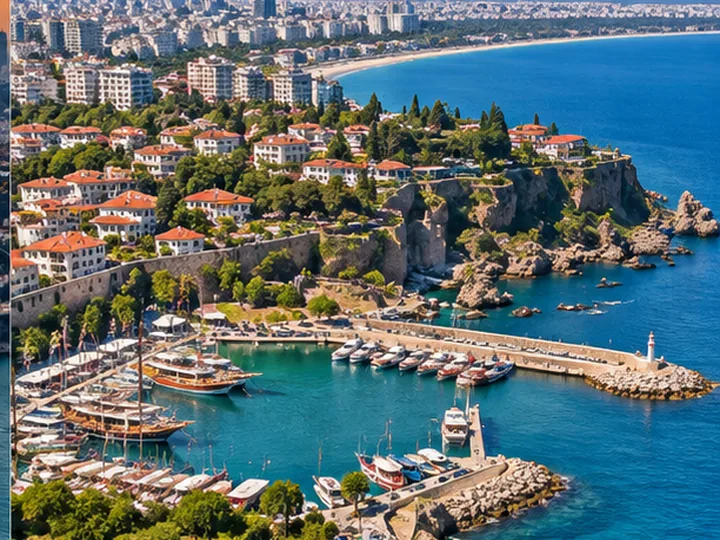 Antalya Akdeniz kıyısını temsil eden şehir panoraması